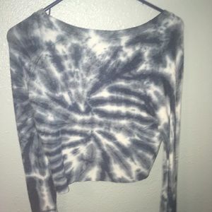Blue and white Tie-Dye cropped sweater
